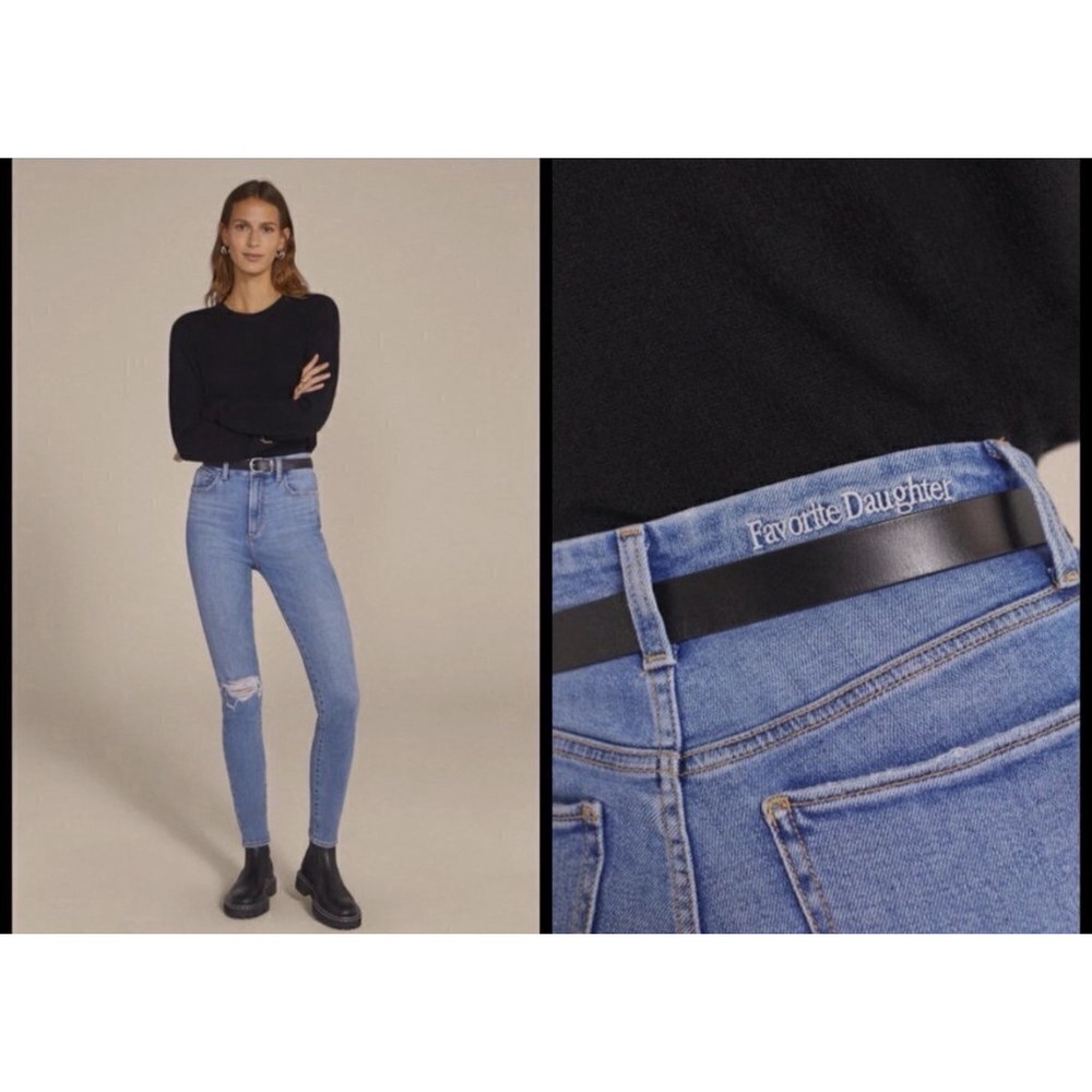 Favorite Daughter The Sara 28 X 28 Light Wash Super High Rise Skinny Jeans Blue